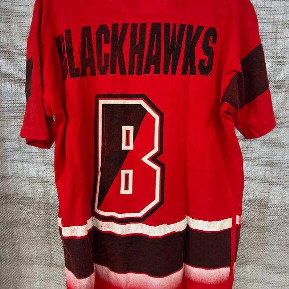 CHICAGO BLACKHAWKS | Vintage Jersey All-Over Print Tee | LARGE - Picture 3 of 4